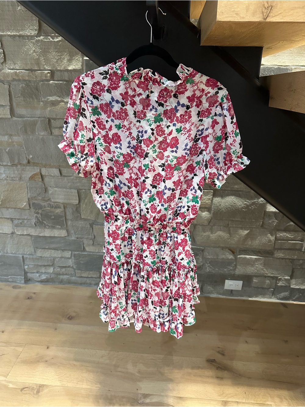 MISA Floral Pink Ruffle Mini Dress - Picture 3 of 3